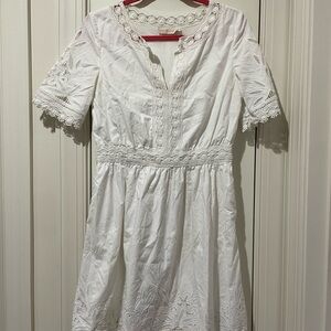 Tory Burch Elegant White Lace Midi Dress